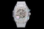 Swiss HUB47 Hublot Replica Big Bang Skeleton Dial Transparent Case Rubber Strap 42mm